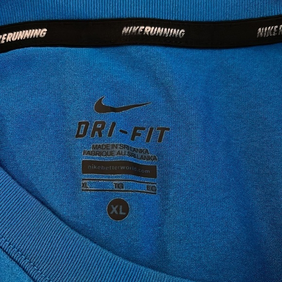 NIKE DRI-FIT Run Legend Swoosh Blue & Silver Logo Graphic Tee Short Sleeve XL - Picture 6 of 11
